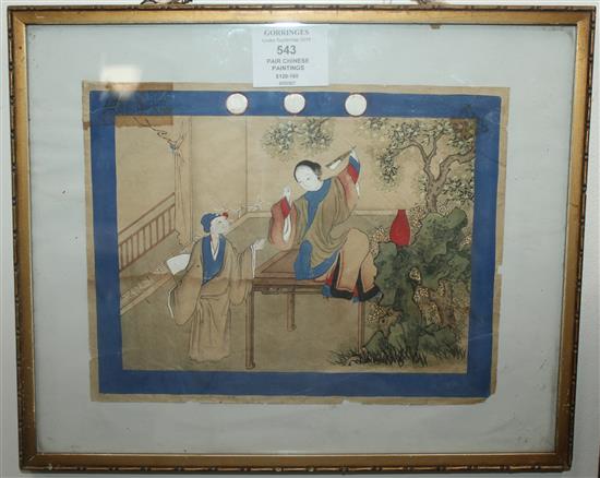 A pair of Chinese School paintings on paper, late 19th / early 20th century, 18 x 23cm